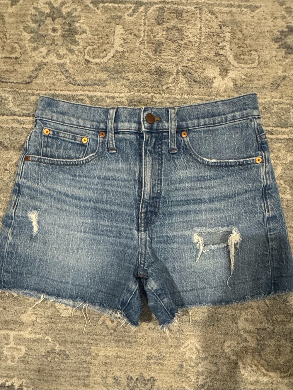 Madewell Light Blue Distressed Denim Cutoff Shorts